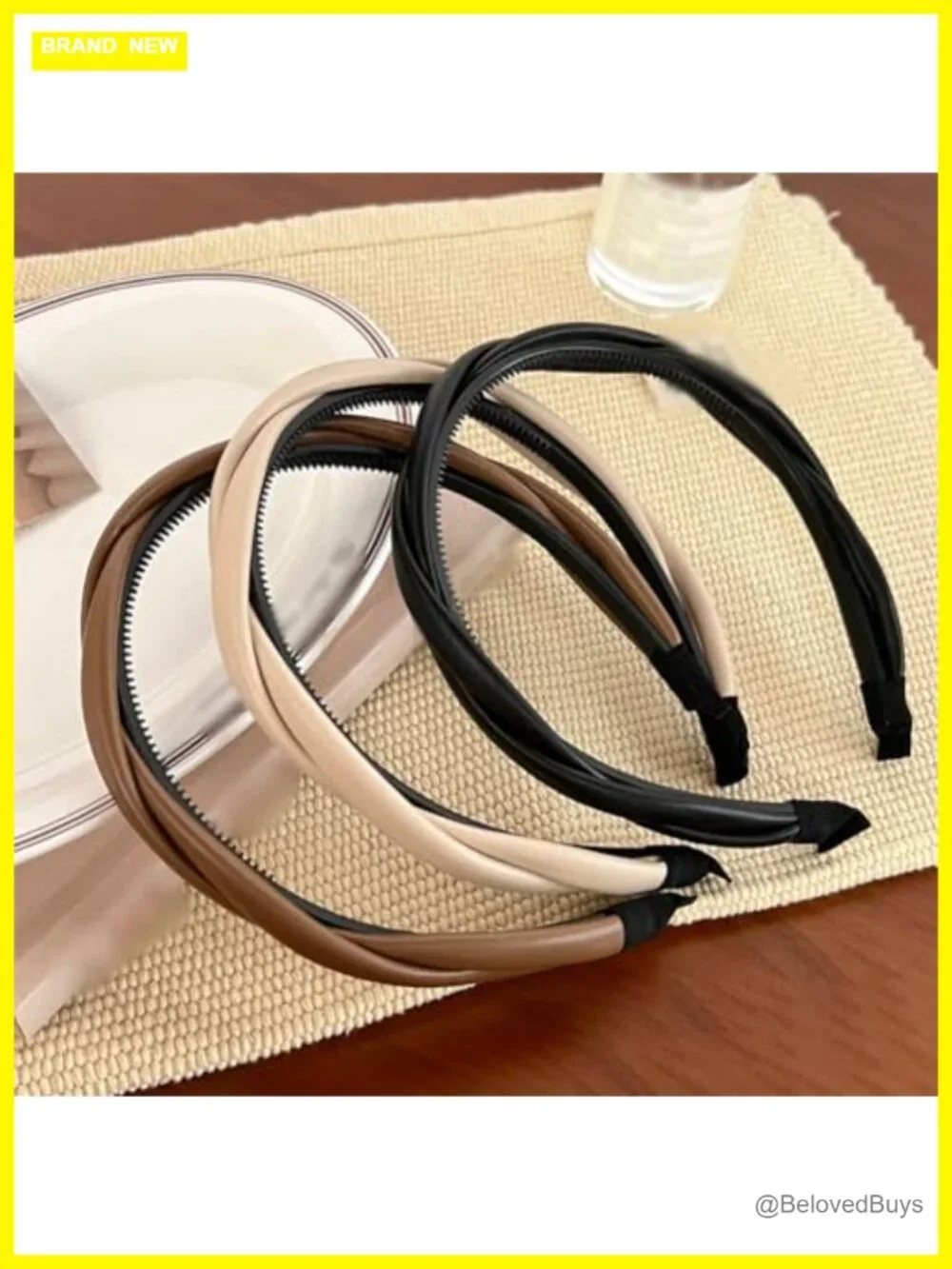 4 Pcs Faux Leather Twisted Headbands PU Hairbands Non Slip Hair Hoops